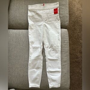 Spanx White Distressed Skinny Jeans